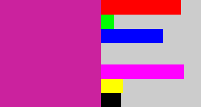 Hex color #cb229e - purpley pink