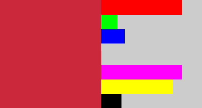 Hex color #cb293b - reddish