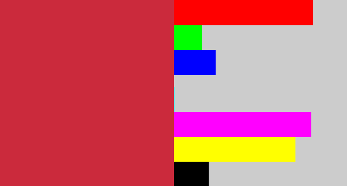 Hex color #cb2a3c - reddish