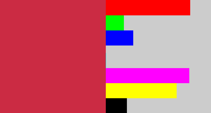 Hex color #cb2b43 - reddish