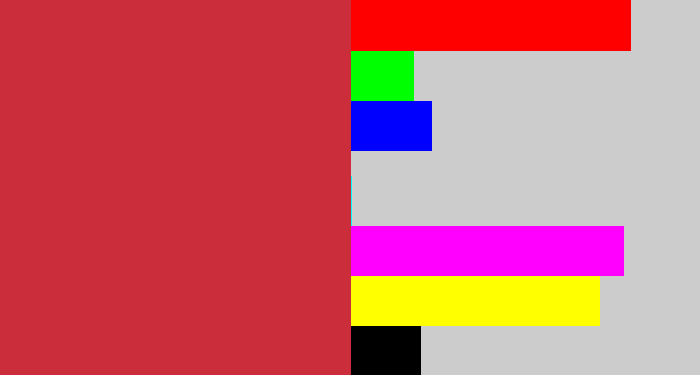 Hex color #cb2d3a - reddish