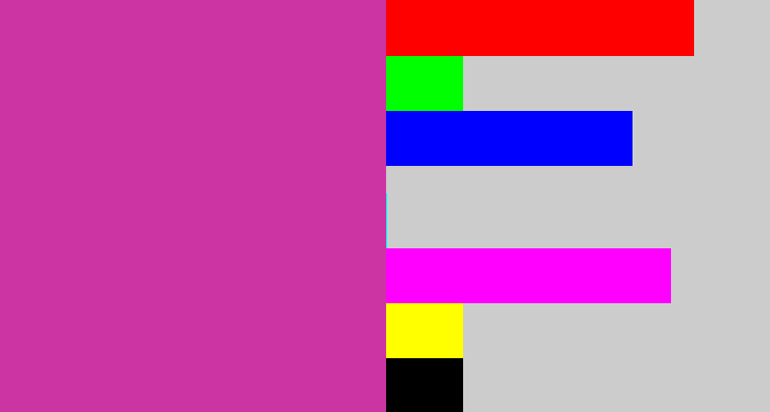 Hex color #cb34a2 - purpley pink