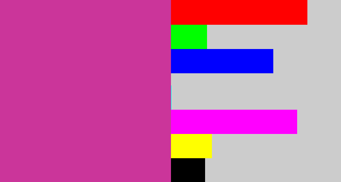Hex color #cb359a - purpley pink
