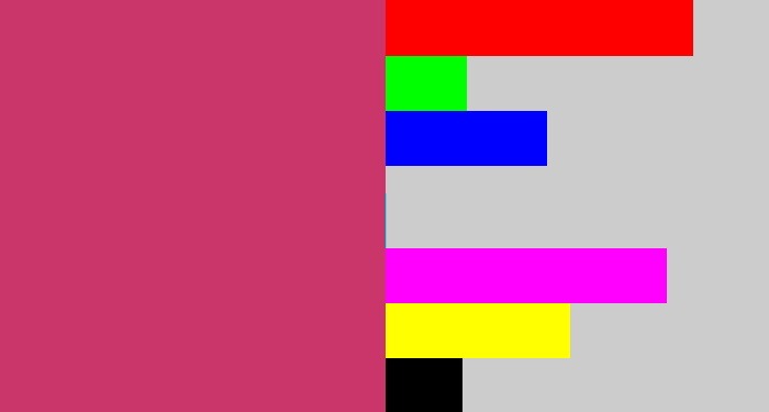 Hex color #cb366a - dark pink