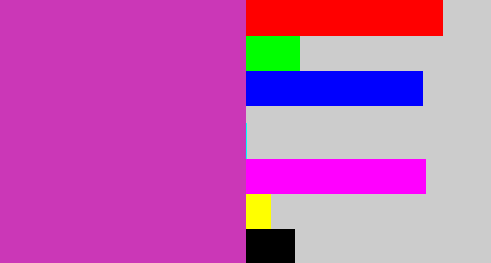 Hex color #cb37b7 - purpley pink