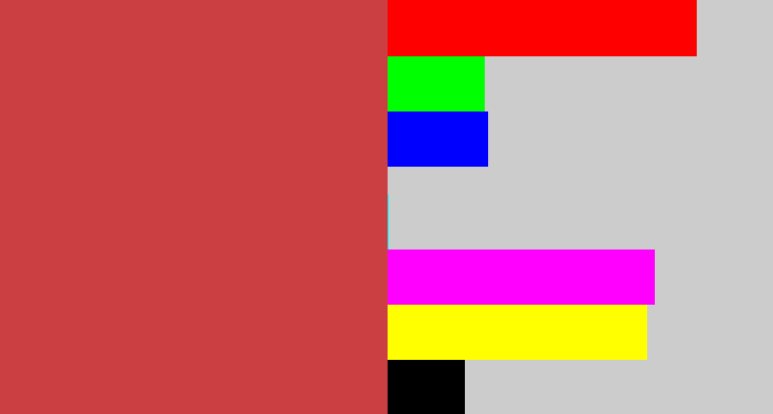 Hex color #cb3f42 - reddish
