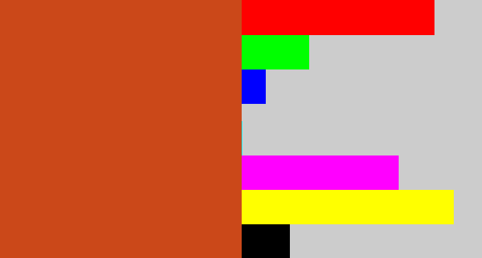 Hex color #cb4819 - brick orange