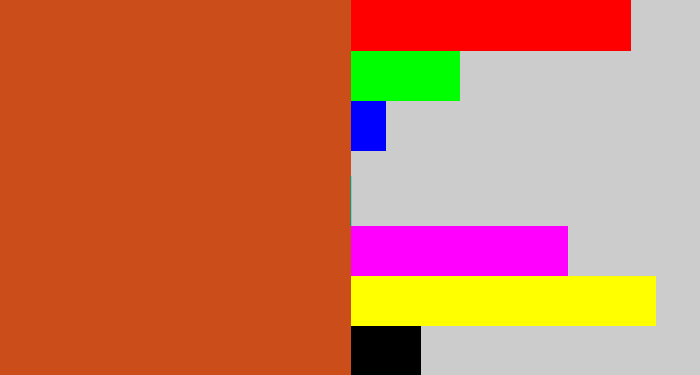 Hex color #cb4e1a - brick orange
