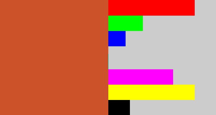 Hex color #cb5229 - terra cotta