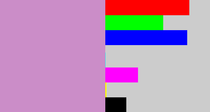Hex color #cb8dc8 - pale purple