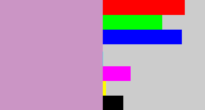 Hex color #cb95c5 - pale purple