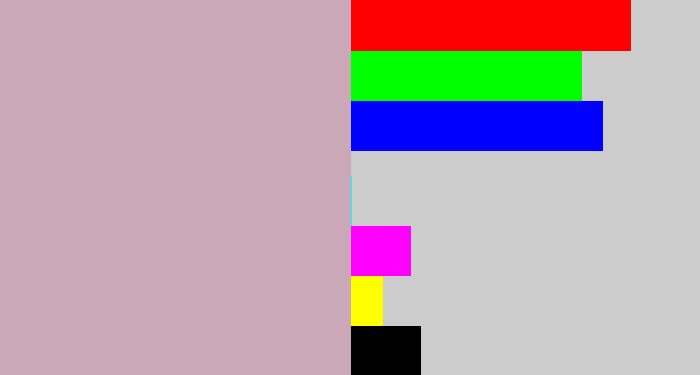 Hex color #cba8b8 - pinkish grey