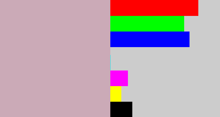 Hex color #cbaab7 - pinkish grey