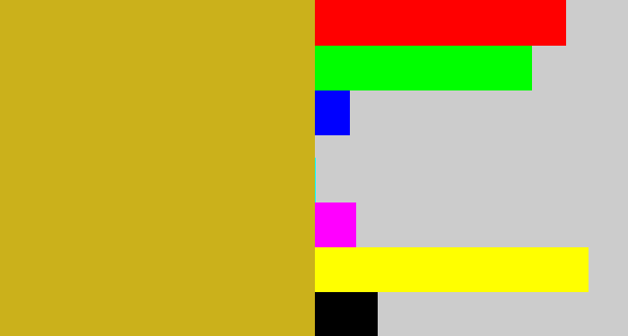 Hex color #cbb11b - dark yellow
