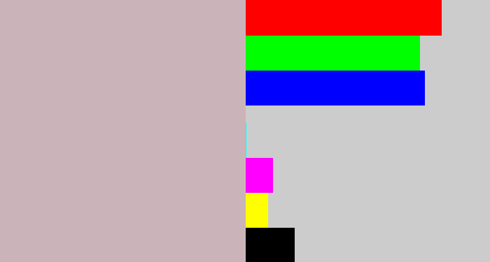 Hex color #cbb4b9 - pinkish grey
