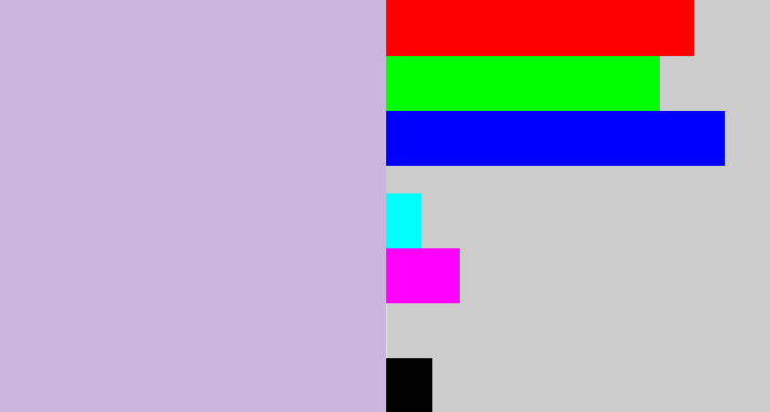 Hex color #cbb6e0 - pale violet