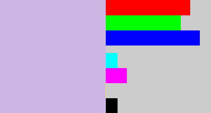 Hex color #cbb6e4 - pale violet