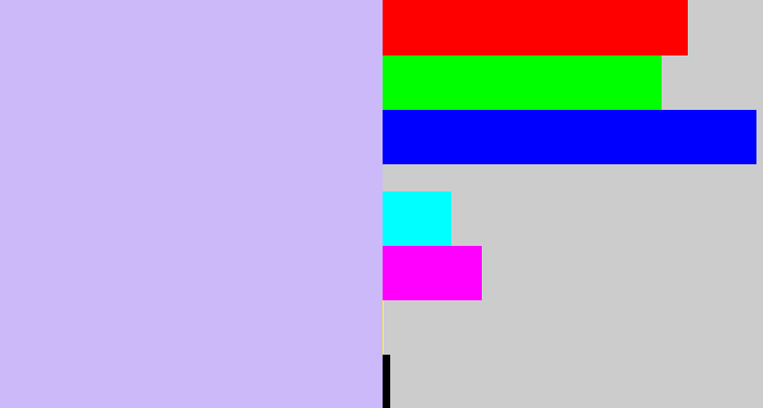 Hex color #cbb9f9 - pale violet