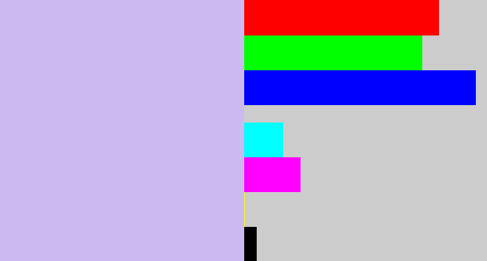 Hex color #cbbaf1 - pale violet