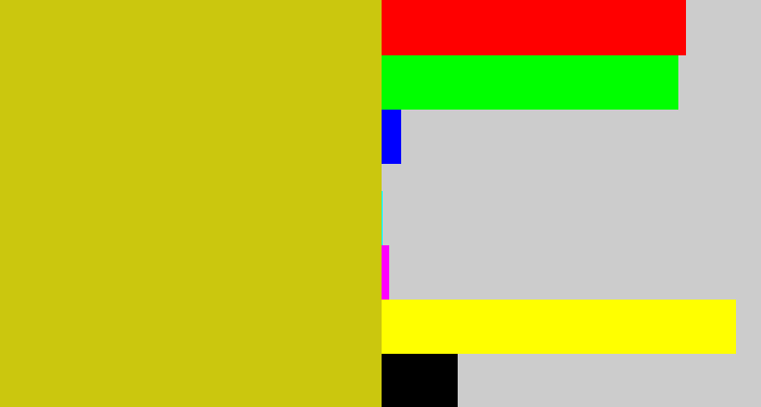 Hex color #cbc70e - dirty yellow