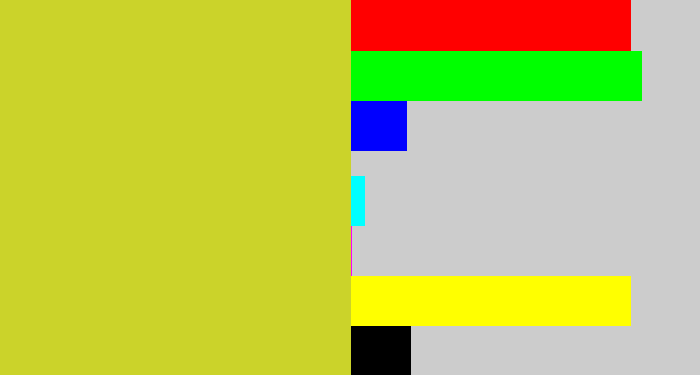 Hex color #cbd32a - sickly yellow