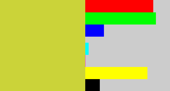Hex color #cbd339 - sickly yellow