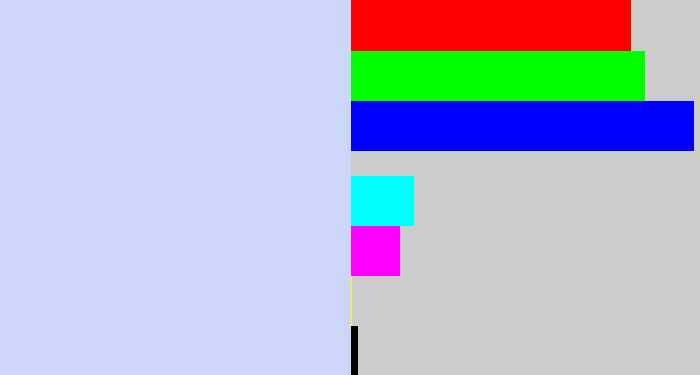 Hex color #cbd6f9 - light periwinkle
