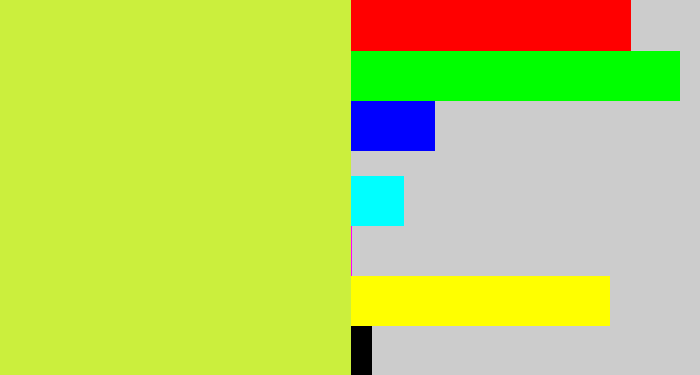 Hex color #cbef3d - yellow/green
