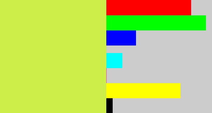 Hex color #cbef48 - yellow/green