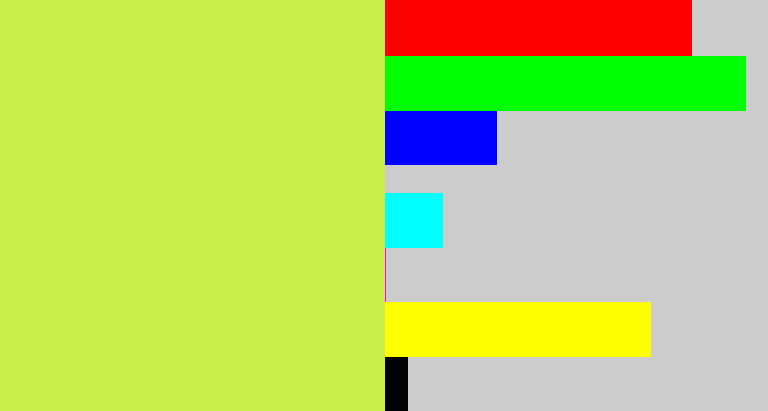 Hex color #cbef4a - yellow/green