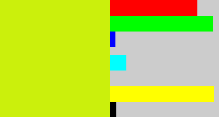 Hex color #cbf00c - greeny yellow
