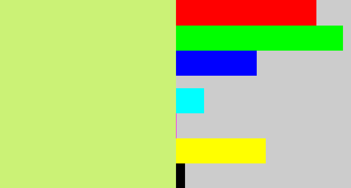 Hex color #cbf276 - light yellow green