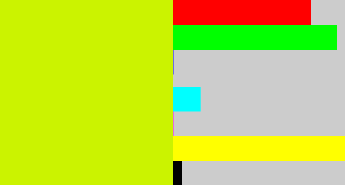 Hex color #cbf300 - greenish yellow