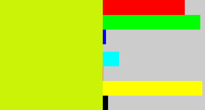 Hex color #cbf307 - greeny yellow