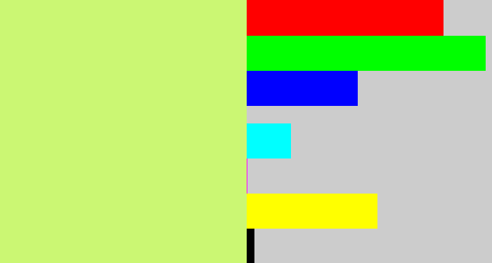 Hex color #cbf773 - light yellow green
