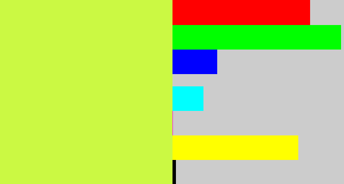 Hex color #cbf943 - yellow/green
