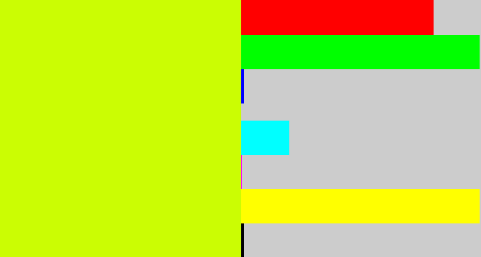 Hex color #cbfd03 - greenish yellow