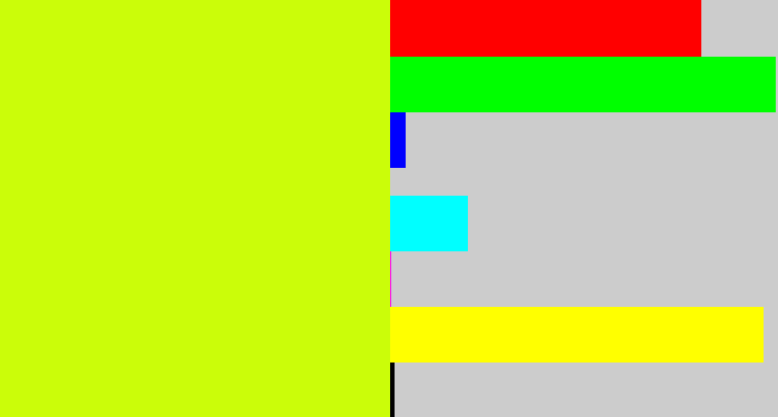 Hex color #cbfd09 - neon yellow
