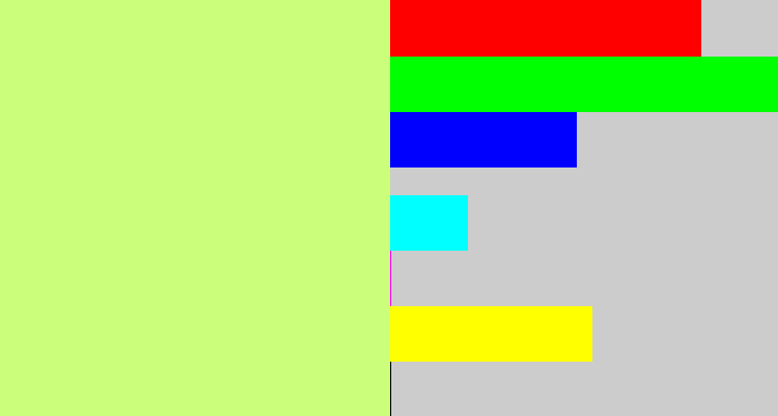 Hex color #cbfe7b - light yellow green