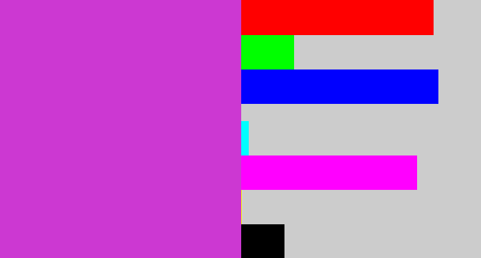 Hex color #cc38d2 - pinkish purple