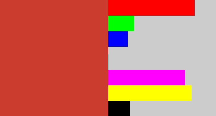 Hex color #cc3c2e - reddish