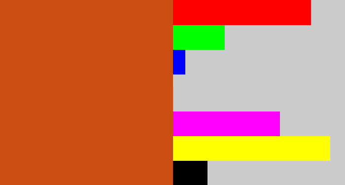 Hex color #cc4d12 - brick orange