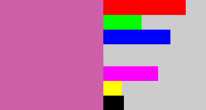 Hex color #cc5fa7 - purplish pink