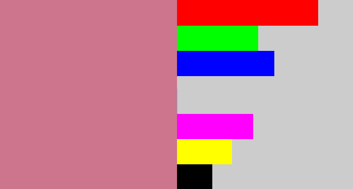 Hex color #cc758d - dusky pink