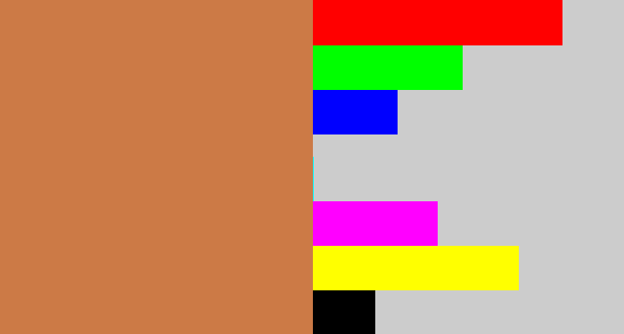 Hex color #cc7a46 - terracota