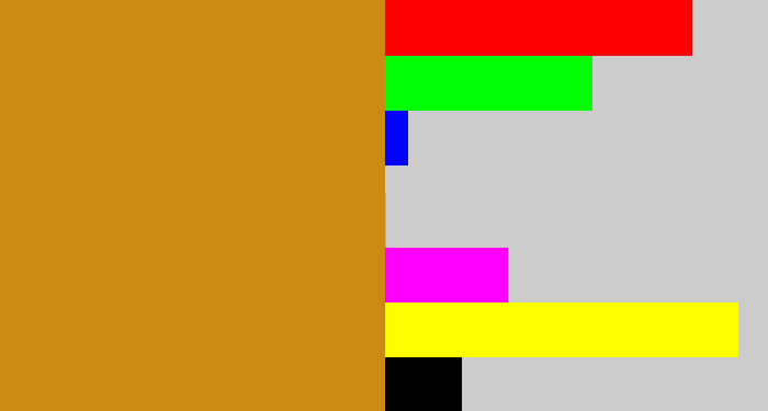 Hex color #cc8a10 - ochre