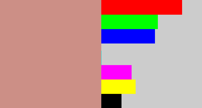 Hex color #cc8f86 - greyish pink