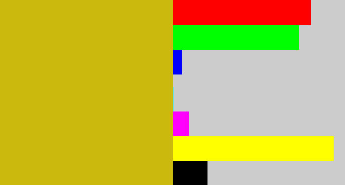 Hex color #ccb90e - mustard yellow