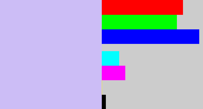 Hex color #ccbdf6 - light violet