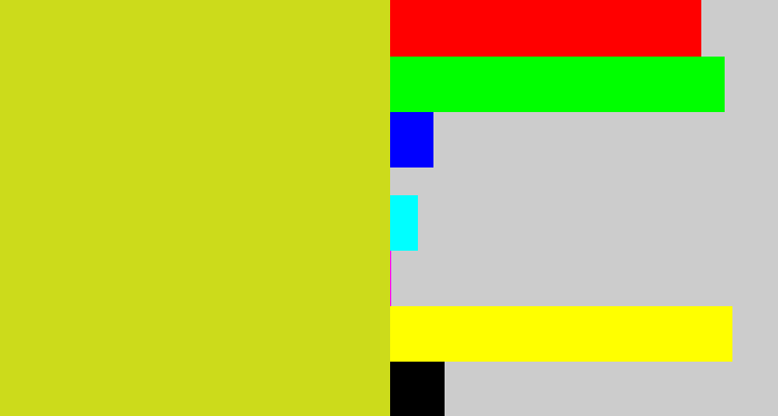 Hex color #ccdb1b - sickly yellow